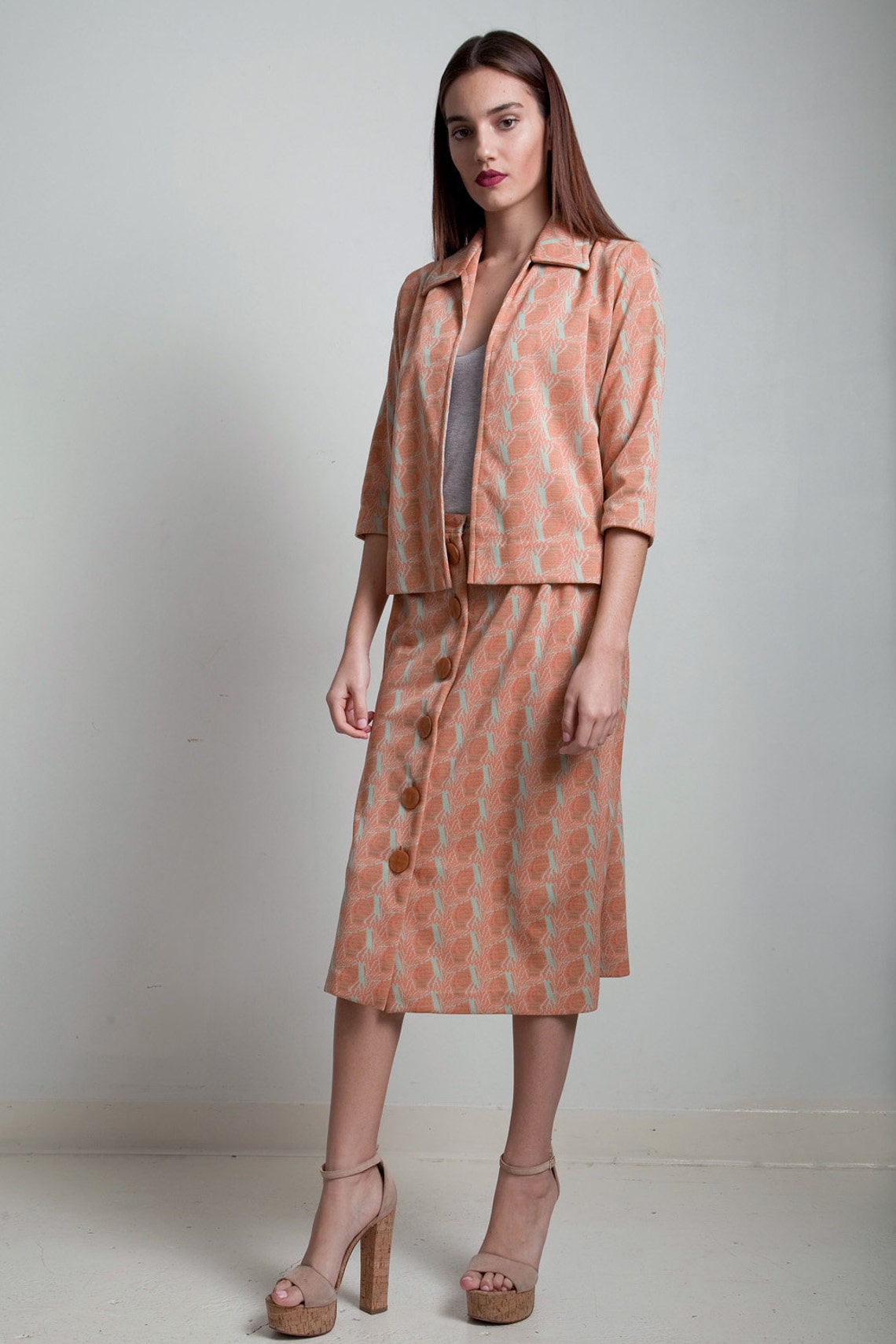 70s Printed Skirt Set