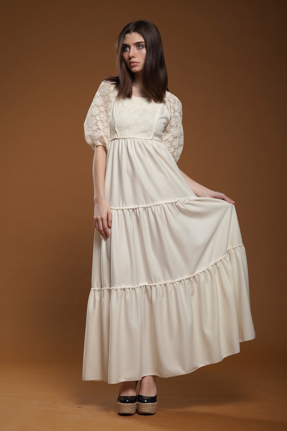 cream lace boho maxi dress