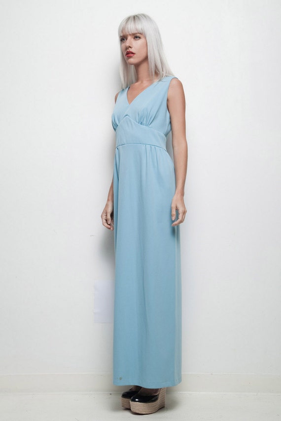 maxi dress smokey blue empire waist sleeveless vi… - image 2