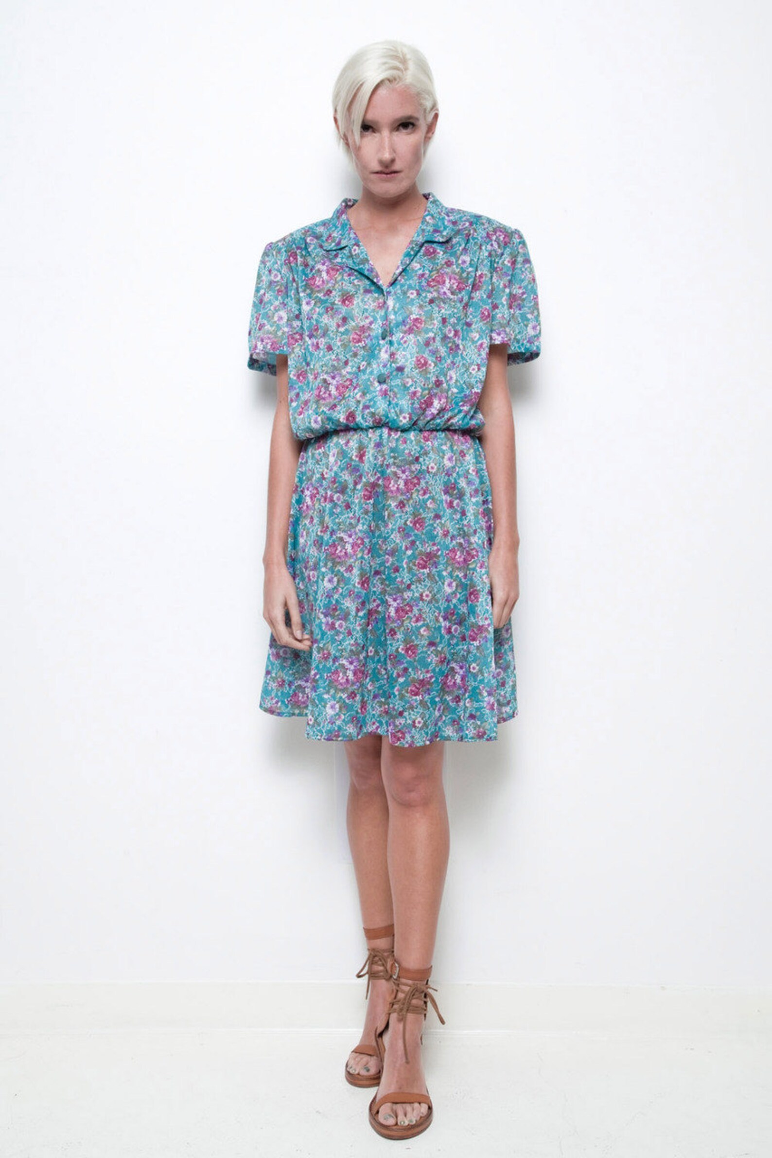 70’s Black Floral Secretary Dress by  Ina Carol