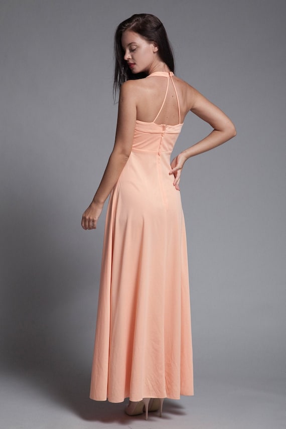 halter maxi dress empire pleated bust open back p… - image 1