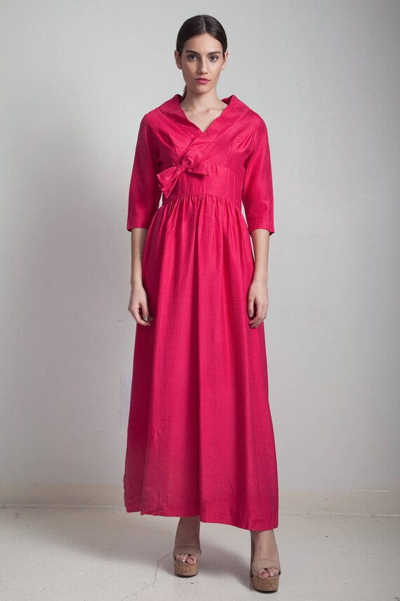 50s maxi dress 1950s Maxi Dress Rusty Zipper Vintage Clothing