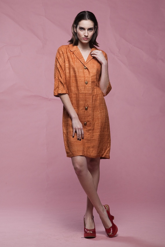 rust shirt dress ASOS DESIGN button through waist midi shirt dress in rust