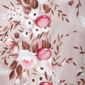 pocket shirtwaist dress brown pink rose print floral slinky short sleeve vintage 70s EXTRA LARGE XL image 8