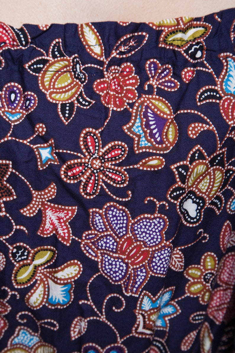 Batik dress jacket set navy blue floral cotton asian 2-piece | Etsy