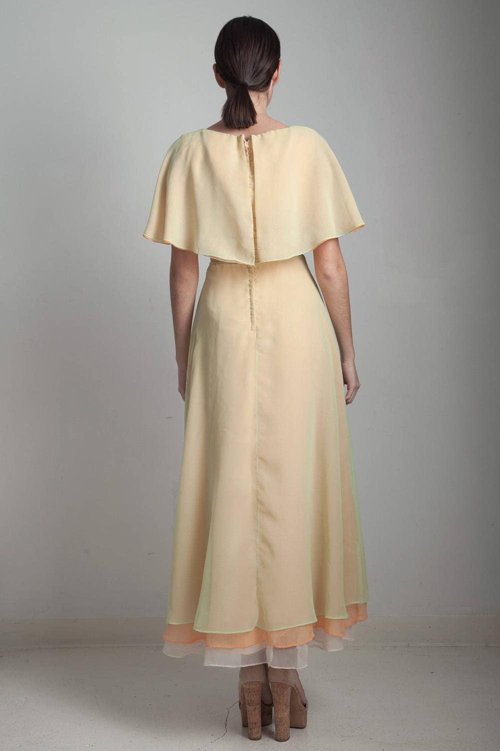 Sheer Layered Cape Dress Vintage 70s Ethereal Boho Bohemian
