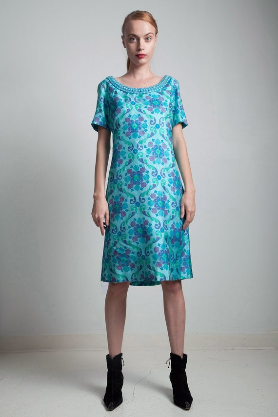 beaded collar shift dress Aleta Couture 1269 - Long Sheath Dress main image 0