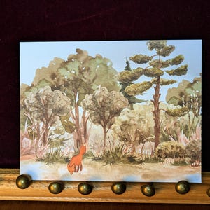 Watercolor woodland fox note card, all occasion stationery
