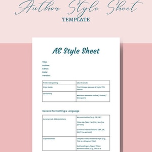 Author Style Sheet Template | Editable Book Editing Tool | Story & Style Consistency Guide | Fiction and Nonfiction