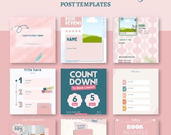 Author Marketing Canva Templates: Social Media Posts (Digital Download)