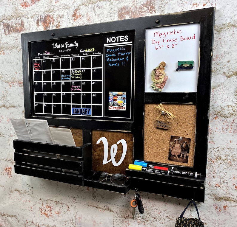 All-in-One, MAGNETIC, Liquid Chalk/Dry Erase Calendar, Cork Board, Dry Erase Board, Kitchen Organizer, Message Board, Command Center Bild 3