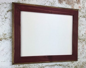 11 x 14 Inch Picture Frame, Maroon Rustic Weathered Style With Routed Edges, Rustic Home Decor, Wooden Frames, Rustic Frames, Rustic Wood