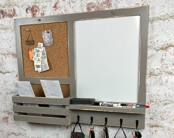 5 hook Dry Erase, Cork Board, Kitchen Organizer, Bulletin Board, Key Holder Office Organizer, Message Board, Home Decor, Command Center