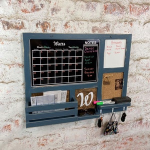 All-in-One, Liquid Chalk/Dry Erase Calendar, Cork Board, Dry Erase Board, Kitchen Organizer, Message Board, Command Center, Smoky Blue Bild 3