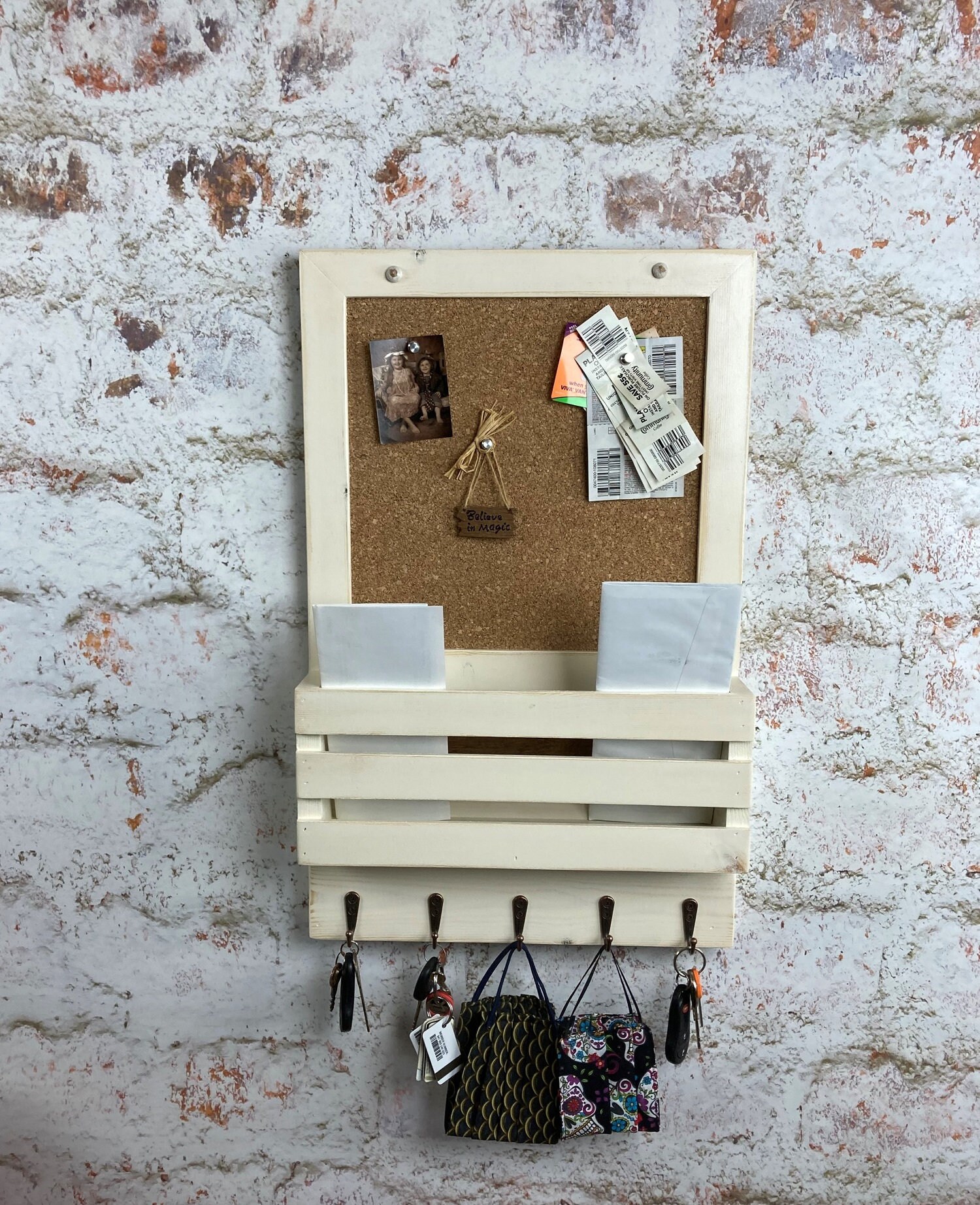 Cork Board Kitchen Organizer Bulletin Board Mail Holder 5 Etsy