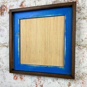 10 x 10 inch Blue Weathered Stacked And Stained Picture Frame, Rustic Home Décor, Rustic Wood Frames, Blue Frame, Wooden Frames immagine 3