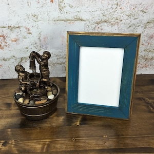 5 x 7 Picture Frame, Teal Rustic Weathered Style With Routed Edges, Home Decor, Rustic Home Decor, Rustic Frames, Rustic Wood, Wooden Frames image 1