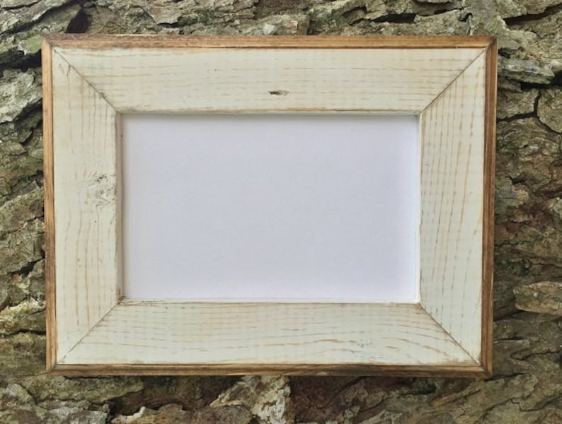 8 X 10 Picture Frame White Rustic Weathered With Routed Etsy