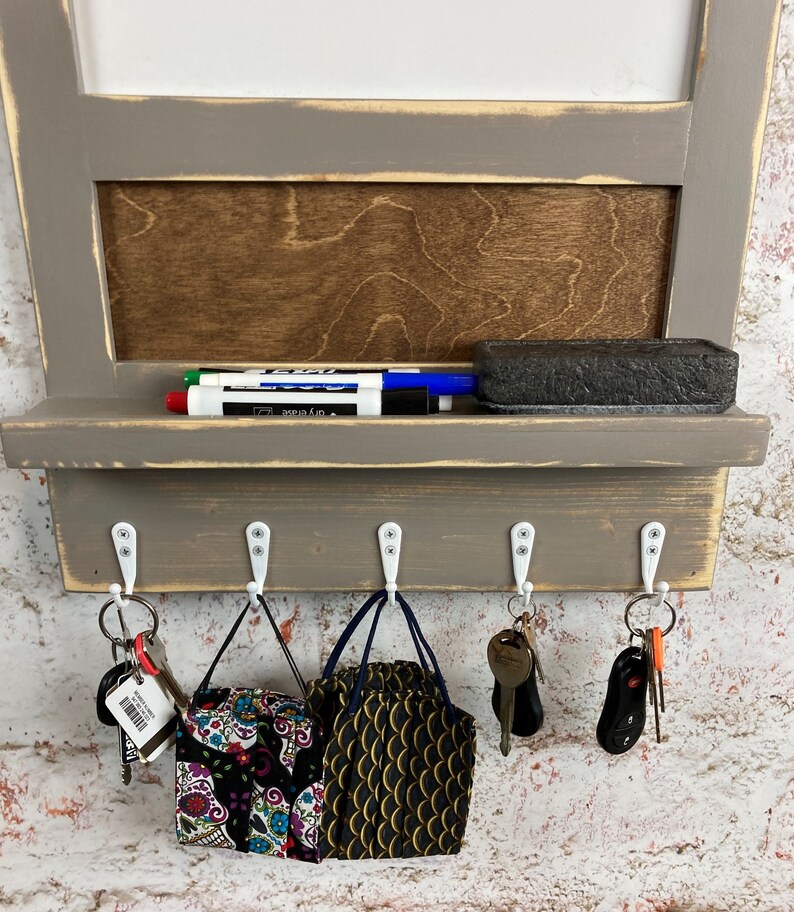 Dry Erase Board 5 Key Holder Kitchen Organizer Message Etsy