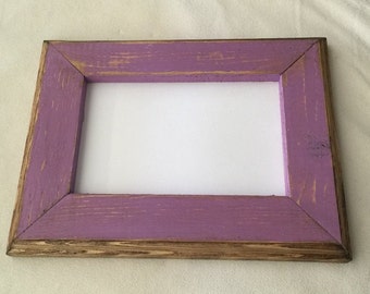 8 x 8 inch Picture Frame, Purple Rustic Weathered Style With Routed Edges, Home Decor, Rustic Wooden Frames, Rustic Decor