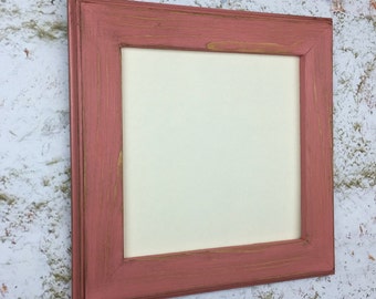 8 x 8 Picture Frame, Coral Rustic Weathered Style With Painted, Routed Edges, Home Decor, Wooden Frames, Rustic Home Decor, Coral Frame