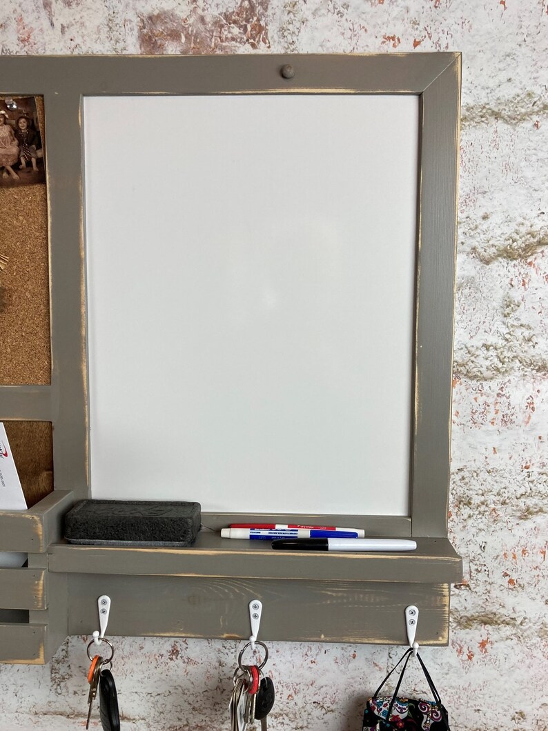 3 Hook Dry Erase Cork Board Kitchen Organizer Bulletin Etsy