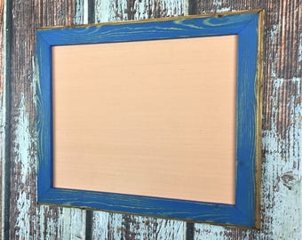 11" x 14" Picture Frame, Blue Rustic Weathered Style With Routed Edges, Home Décor, Rustic Frame, Wooden Frame, Rustic Wood Frame, Blue