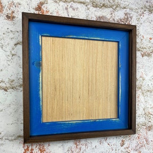 10 x 10 inch Blue Weathered Stacked And Stained Picture Frame, Rustic Home Décor, Rustic Wood Frames, Blue Frame, Wooden Frames image 2