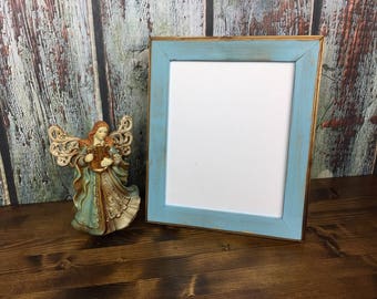 8 x 10 Picture Frame, Baby Blue Rustic Weathered Style With Routed Edges, Rustic Frames, Wooden Frames, Rustic Wood Frame, Home Decor