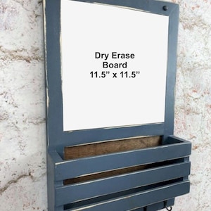 Pine Wood Entryway Organizer, Dry Erase Board, Mail Holder, with 5 Key Hooks