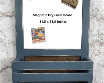 Magnetic Dry Erase Board Organizer, Mail Holder, 5 Hooks, Your Choice of Color, Finish and Hooks