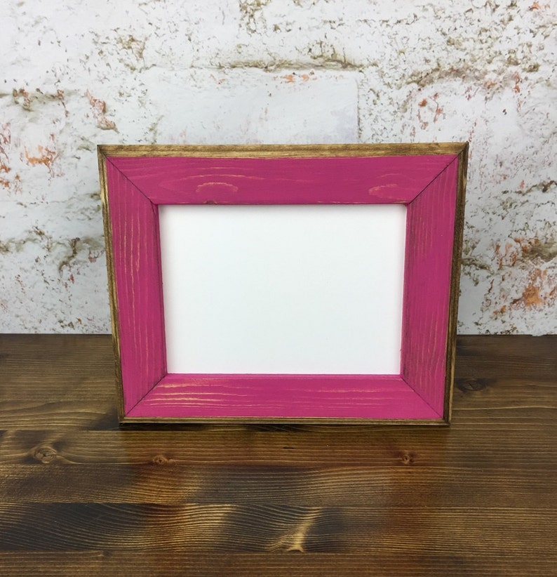 5 X 7 Wooden Picture Frame Pink Rustic Weathered Style Image 0