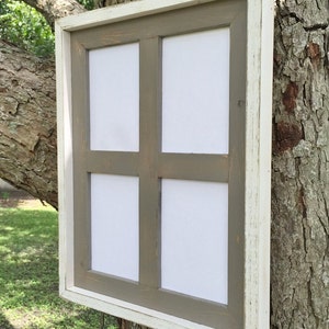 5 x 7 Multi Opening Frame Collage for- four 5 x 7 Photos or Prints, Rustic Weathered Gray and White, Rustic Home Decor, Home Decor, Wooden