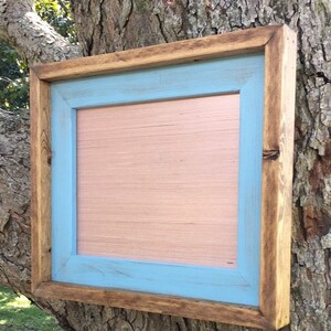 8 x 10 Inch Baby Blue Rustic Weathered Stacked And Stained Picture Frame, Rustic Home Decor, Wooden Frame, Rustic Wood Frames, Home Decor