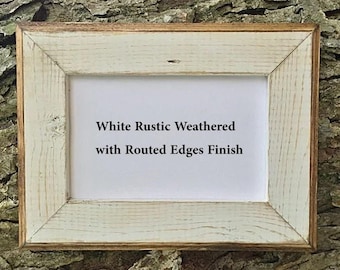 Rustic White Wood Picture Frame 4x6: Weathered Home Decor