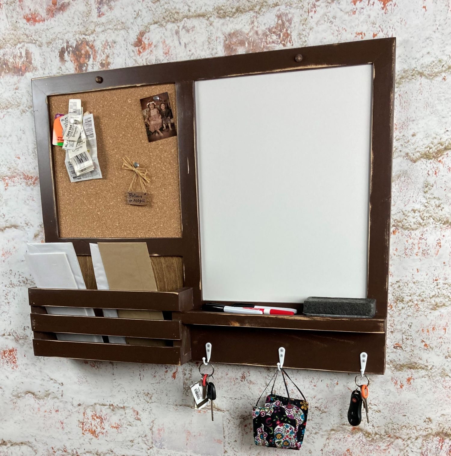 Kitchen Organizer - Command Center, Cork Board, Dry Erase Board, Mail ...