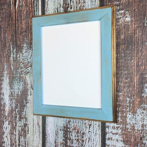 8.5 x 11 Wooden Picture Frame, Baby Blue, Rustic Weathered Style With Routed Edges, Rustic Home Decor. Rustic Wood Frames, Rustic Frames image 3