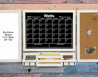 Personalized Family Command Center Set, Your Choice of Personalization, Magnetic or Non Magnetic, Color, Finish and Hooks