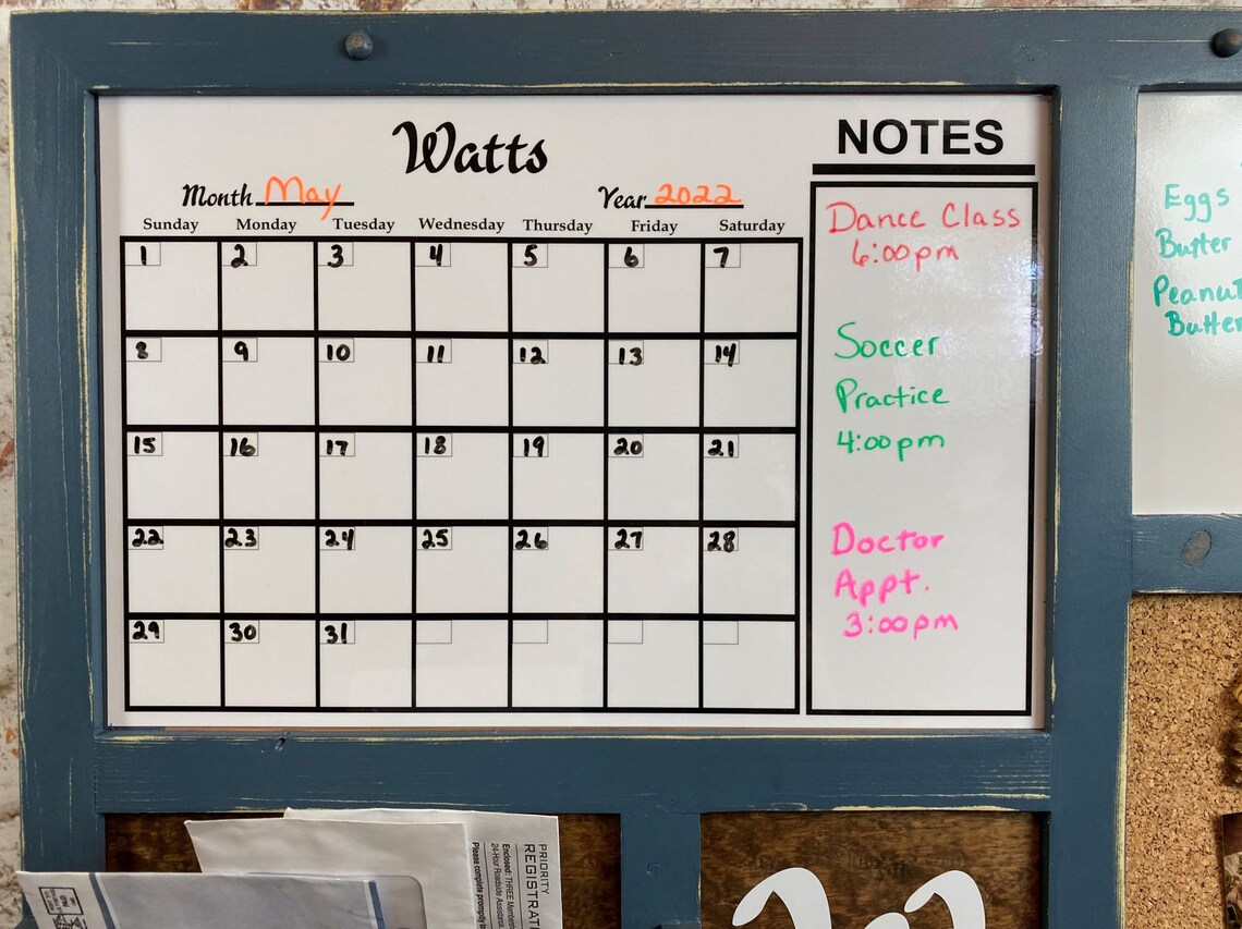 Allinone Liquid Chalk/dry Erase Calendar Cork Board Dry Etsy