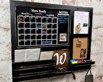 All-in-One, MAGNETIC, Liquid Chalk/Dry Erase Calendar, Cork Board, Dry Erase Board, Kitchen Organizer, Message Board, Command Center