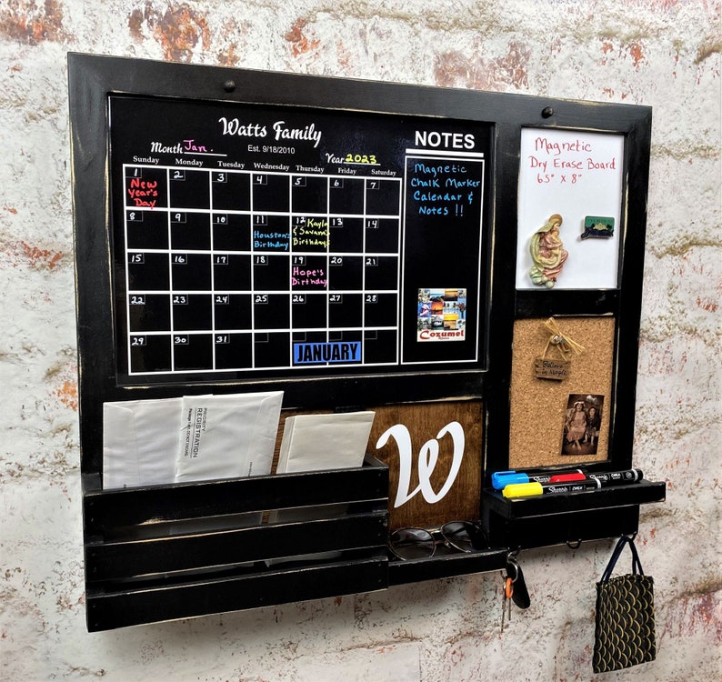 All-in-One, MAGNETIC, Liquid Chalk/Dry Erase Calendar, Cork Board, Dry Erase Board, Kitchen Organizer, Message Board, Command Center zdjęcie 1