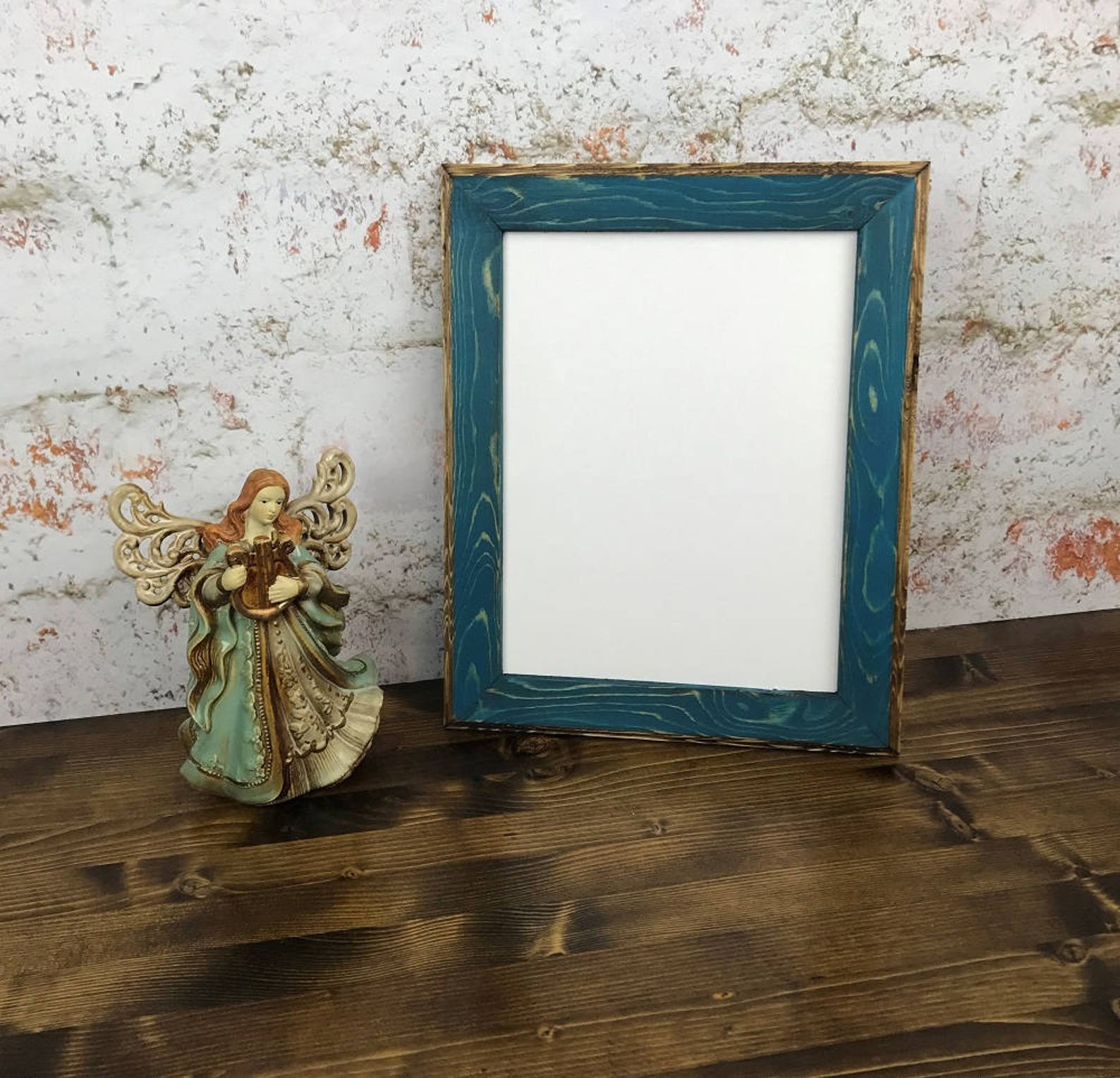 8 X 10 Inch Teal Rustic Weathered Style Picture Frame With Etsy