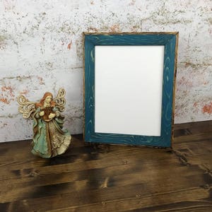 8 x 10 Inch, Teal Rustic Weathered Style Picture Frame With Routed Edges, Wooden Frame, Home Decor, Rustic Home Decor, Rustic Wood Frames