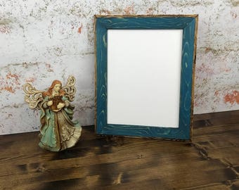 8 x 10 Inch, Teal Rustic Weathered Style Picture Frame With Routed Edges, Wooden Frame, Home Decor, Rustic Home Decor, Rustic Wood Frames