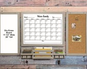Personalized Family Command Center Set, Dry Erase Calendar, Cork Board, Mail Organizer, Key Hooks