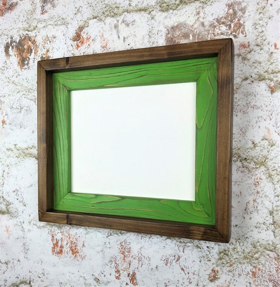 8 X 8 Picture Frame, Dark Green Rustic Weathered Style Stained With Routed  Edges, Home Decor, Rustic Decor, Wooden Frames, Rustic Wood Frame 