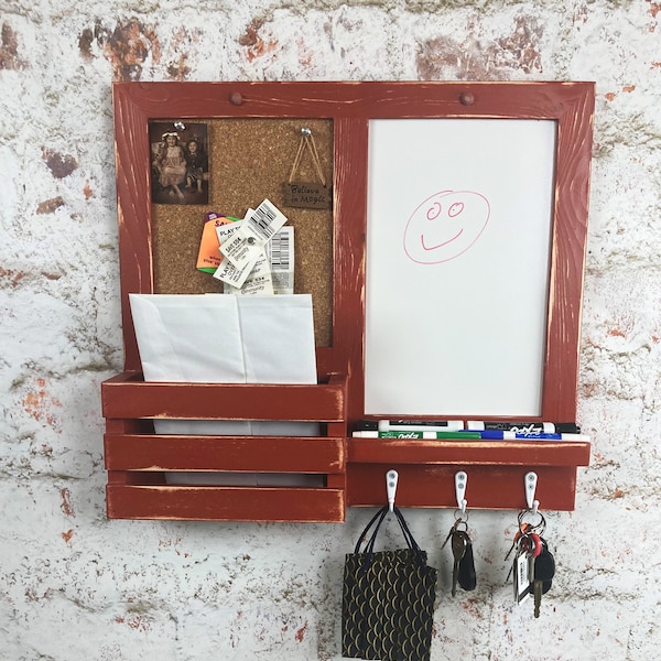 3 - Hook, Mini Dry Erase, Cork Board, Kitchen Organizer, Bulletin Board, Key Holder Office Organizer, Message Board, Command Center, Spice