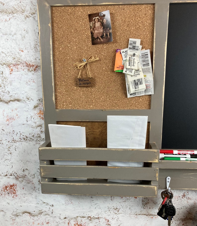 3 Hook Chalk/cork Board Kitchen Organizer Bulletin Board Etsy