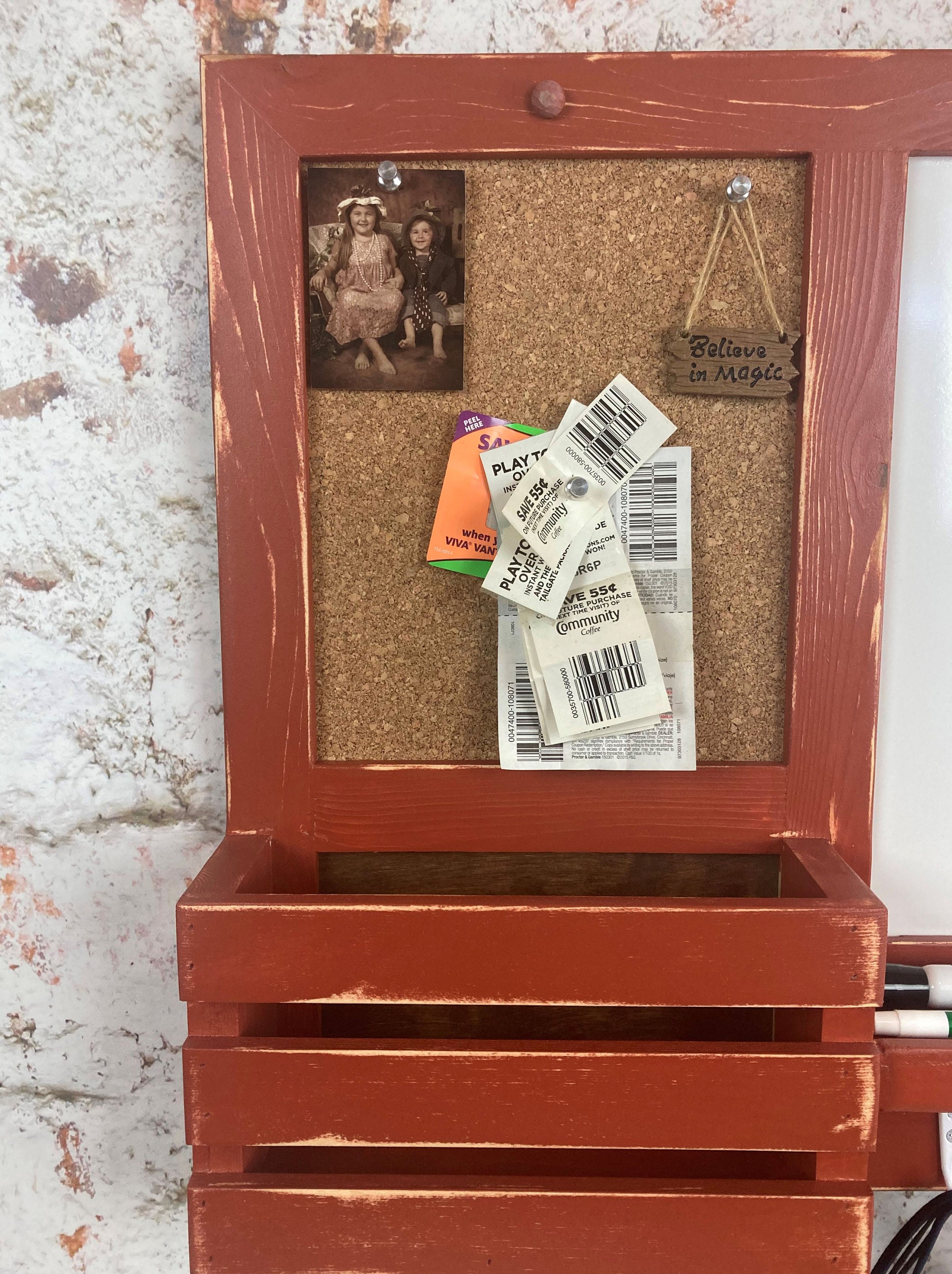 3 Hook Mini Dry Erase Cork Board Kitchen Organizer Etsy