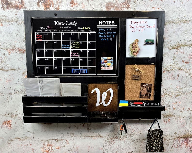 All-in-One, MAGNETIC, Liquid Chalk/Dry Erase Calendar, Cork Board, Dry Erase Board, Kitchen Organizer, Message Board, Command Center zdjęcie 2